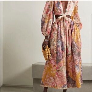 ZIMMERMAN MAXI Floral V-Neck Maxi Dress SIZE 2